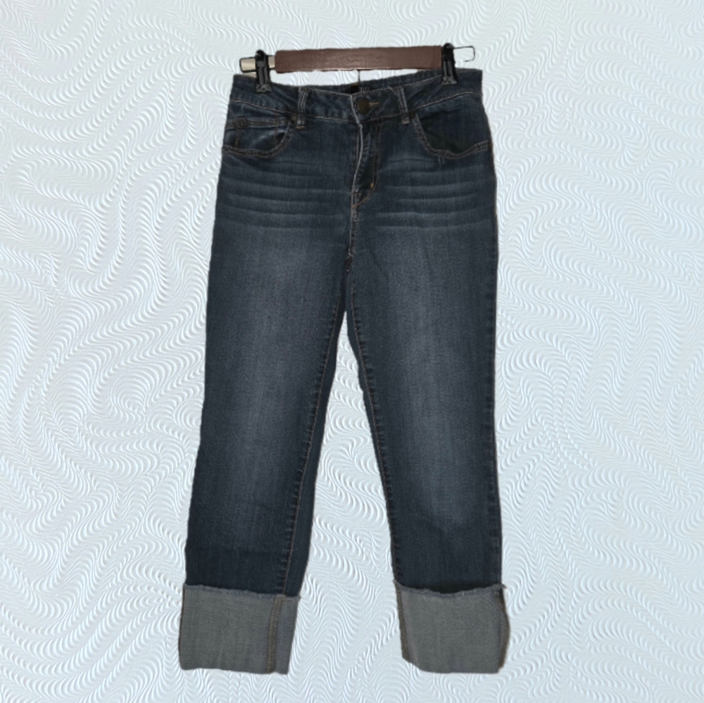 1822 Denim Taylor Cuffed Crop Stretch Blue Jeans, Women's Size 6, Excellent Cond